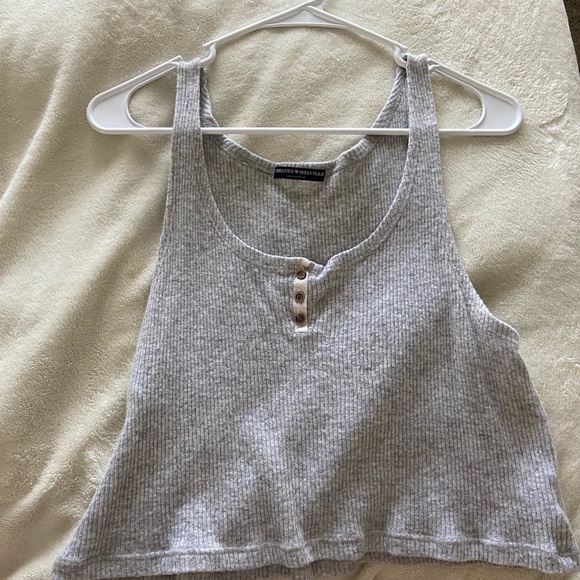 Brandy Melville Tops - RARE BRANDY MELVILLE GRAY BUTTON TANK TOP